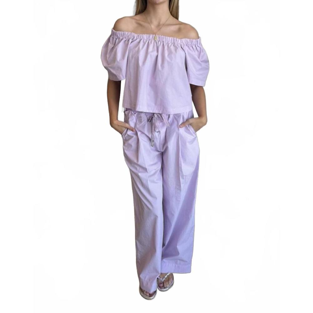 NEW STATESIDE poplin drawstring pull-on pants in lilac mist